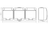 Габаритные размеры тройных розеток ETI серии Hermetics изображение