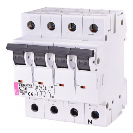 Автоматичний вимикач ETIMAT 10 (10кА) 3P+N 10 А хар-ка C, ETI (2136714) фото