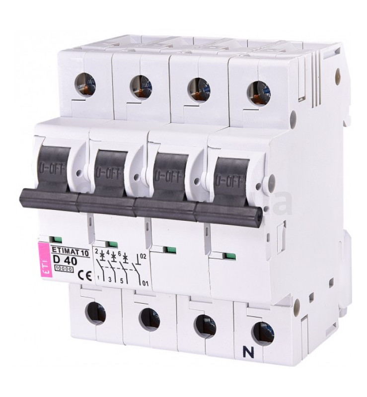 Автоматический выключатель ETIMAT 10 (10кА) 3P+N 40 А хар-ка D ETI ...