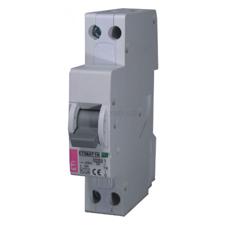 Автоматичний вимикач ETIMAT 6 (6кА) 1P+N (1 модуль) 6 А хар-ка C, ETI (2191121) фото