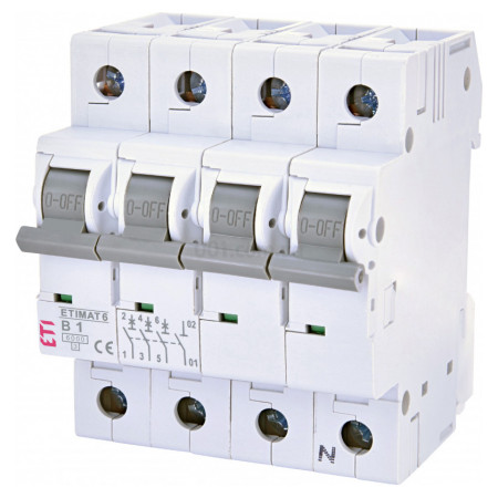 Автоматичний вимикач ETIMAT 6 (6кА) 3P+N 1 А хар-ка B, ETI (2116509) фото