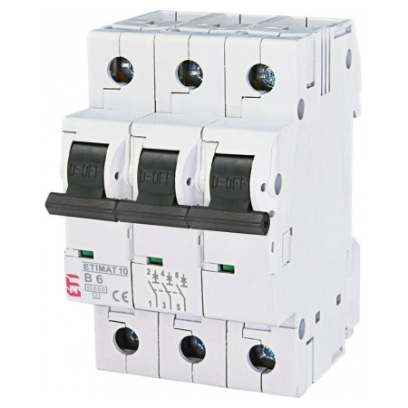 Автоматичний вимикач ETIMAT 10 (10кА) 3P 6 А хар-ка B, ETI (2125712) фото