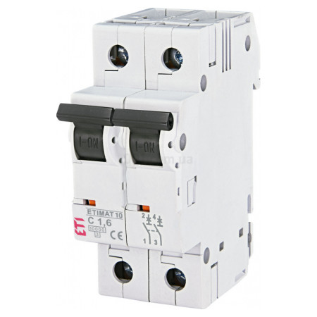 Автоматичний вимикач ETIMAT 10 (10кА) 2P 1,6 А хар-ка C, ETI (2133707) фото