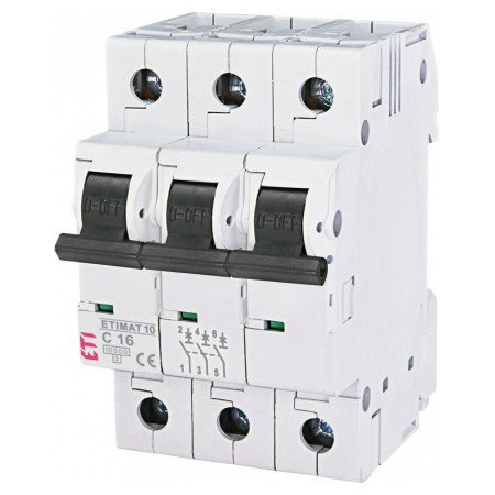 Автоматичний вимикач ETIMAT 10 (10кА) 3P 16 А хар-ка C, ETI (2135716) фото