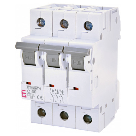 Автоматичний вимикач ETIMAT 6 (6кА) 3P 50 А хар-ка C, ETI (2145521) фото