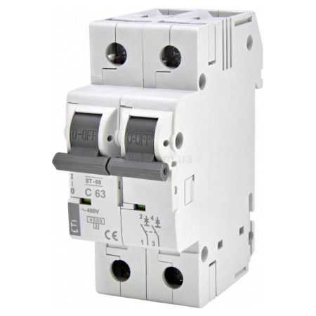 Автоматичний вимикач ST-68 (4,5 кА) 2p 63 А хар-ка C, ETI (2186322) фото