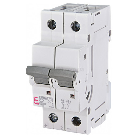 Автоматичний вимикач ETIMAT P10/R-DC (10кА) 2P 2 A хар-ка C, ETI (690221105) фото