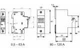 Автоматический выключатель ETIMAT 10 (20кА) 1P 80А хар-ка B, ETI изображение 2 (габаритные размеры)
