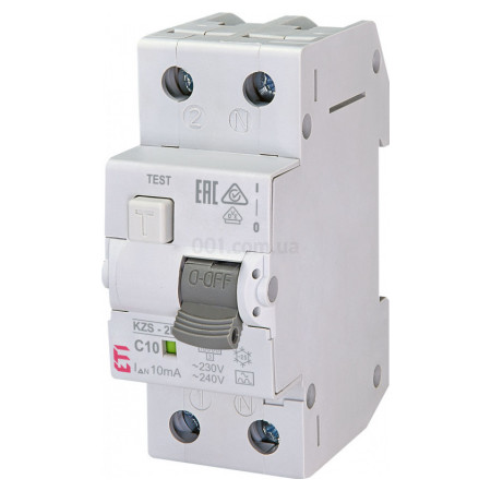 Дифференциальный автоматический выключатель KZS-2M C 10/0,01 тип A (10kA), ETI (2173232) фото