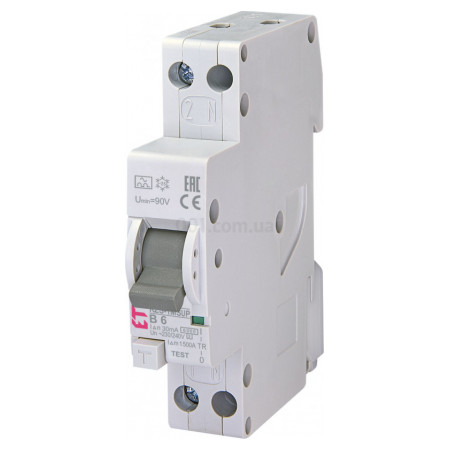 Диференційний автоматичний вимикач KZS-1M SUP B 6/0,03 тип A (6kA, верхнє підключення), ETI (2175701) фото