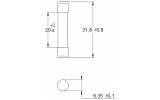 Плавкая вставка цилиндрическая CH 6,3×32 F 500мА 250В (упаковка = 10 шт.), ETI изображение 2 (габаритные размеры)
