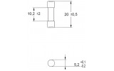 Плавкая вставка цилиндрическая CH 5×20 HF 8A 250В (упаковка = 10 шт.), ETI изображение 2 (габаритные размеры)