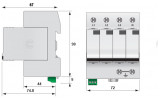 Обмежувач перенапруги ETITEC V T12 280/12,5 (4+0), ETI зображення 2 (габаритні розміри)