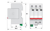 Обмежувач перенапруги ETITEC V T2 255/20 (3+0), ETI зображення 2 (габаритні розміри)