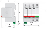 Ограничитель перенапряжения ETITEC V T2 255/20 (3+1), ETI изображение 2 (габаритные размеры)
