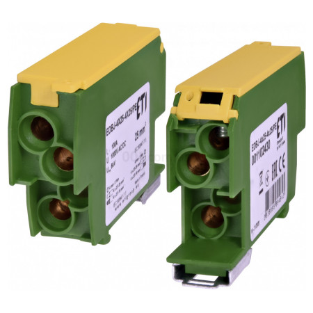 Блок розподільчий EDBJ-4x25-4x25PE 100A вхід 4×25 / вихід 4×25 мм² жовто-зелений, ETI (1102430) фото