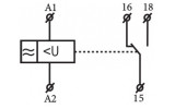 Реле контроля напряжения HRN-33 1-фазное 16А 48-276В AC, ETI изображение 2 (схема)