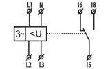 Реле контролю напруги і послідновності фаз HRN-54N 3-фазне з нейтраллю 8А 3×400/230В AC, ETI зображення 2 (схема)
