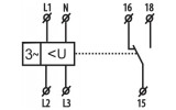 Реле контроля последовательности и обрыва фаз HRN-55N 3-фазное с нейтралью 8А 3×400/230В AC, ETI изображение 2 (схема)