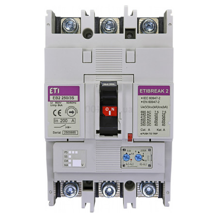 Автоматичний вимикач EB2 250/3S 3P 200A 36кА, ETI (4671082) фото