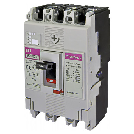 Автоматичний вимикач EB2S 160/3LF 3P 16A 16кА, ETI (4671801) фото