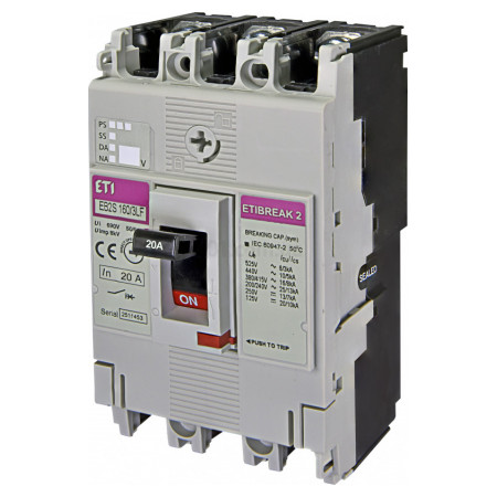 Автоматичний вимикач EB2S 160/3LF 3P 20A 16кА, ETI (4671802) фото