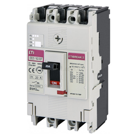 Автоматичний вимикач EB2S 160/3SF 3P 20A 25кА, ETI (4671828) фото