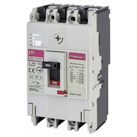 Автоматичний вимикач EB2S 160/3SF 3P 50A 25кА, ETI (4671832) фото