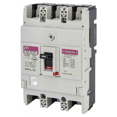 Автоматичний вимикач EB2S 250/3SF 3P 200A 25кА, ETI (4671838) фото
