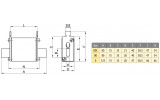 Предохранитель плавкий (вставка) M000UQU-N/35A/690V gR (50кА), ETI изображение 2 (габаритные размеры)