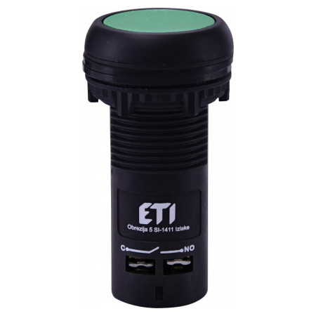 Кнопка моноблочная утопленная 1НО зеленая ECF-10-G, ETI (4771451) фото