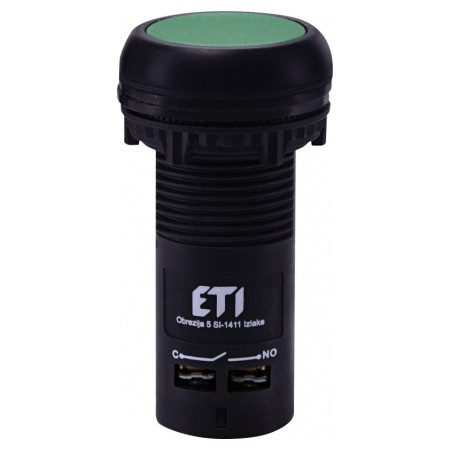 Кнопка моноблочная утопленная 1НО+1НЗ зеленая ECF-11-G, ETI (4771471) фото