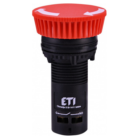 Кнопка моноблочная грибок (отключение поворотом) 1НО красная ECM-T10-R, ETI (4771482) фото