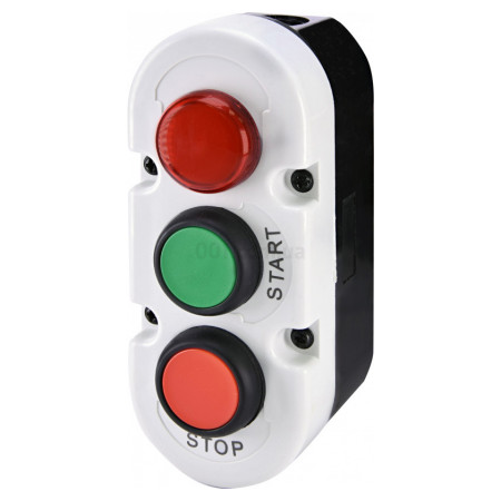 Пост кнопковий 3-модульний "START/STOP" з лампою LED 240V/AC ESE3-V8, ETI (4771446) фото
