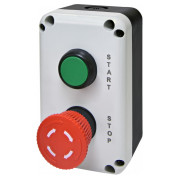 Пост кнопочный 2-модульный "START/STOP" грибок (возврат поворотом) ESB2-V5, ETI мини-фото