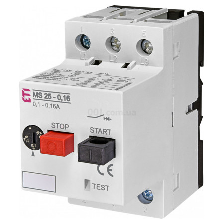 Автоматичний вимикач захисту двигуна MS25-0,16 (0,1-0,16А), ETI (4600010) фото