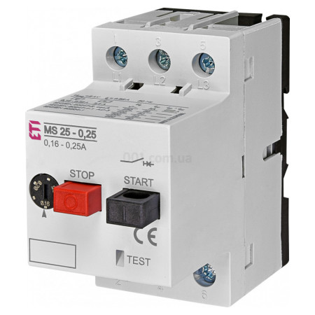 Автоматический выключатель защиты двигателя MS25-0,25 (0,16-0,25А), ETI (4600020) фото