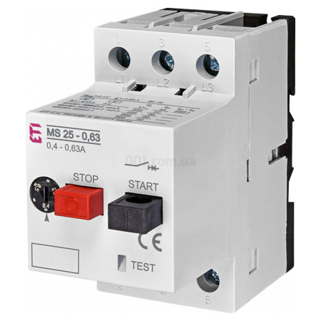 Автоматический выключатель защиты двигателя MS25-0,63 (0,4-0,63А), ETI (4600040) фото
