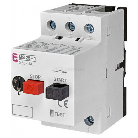 Автоматичний вимикач захисту двигуна MS25-1 (0,63-1А), ETI (4600050) фото