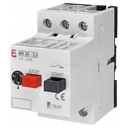 Автоматический выключатель защиты двигателя MS25-2,5 (1,6-2,5А), ETI (4600070) фото