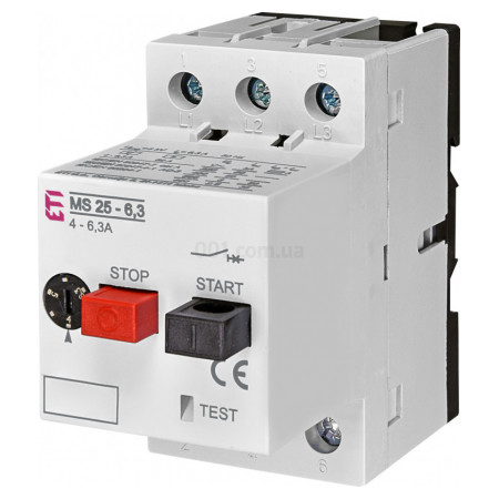 Автоматичний вимикач захисту двигуна MS25-6,3 (4-6,3А), ETI (4600090) фото