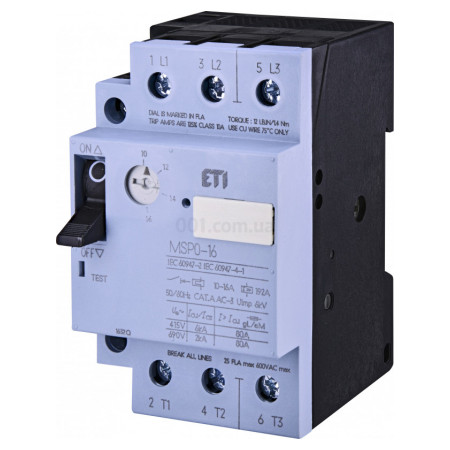 Автоматичний вимикач захисту двигуна MSP0-16 (7,5 kW, 10-16A), ETI (4646625) фото