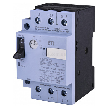 Автоматический выключатель защиты двигателя MSP0-25 (11 kW, 18-25A), ETI (4646627) фото