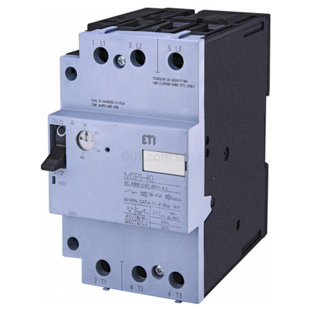 Автоматичний вимикач захисту двигуна MSP1-40 (18,5 kW, 28-40A), ETI (4646629) фото
