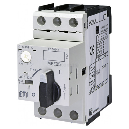 Автоматический выключатель защиты двигателя MPE25-0,16 (0,1-0,16А), ETI (4648001) фото