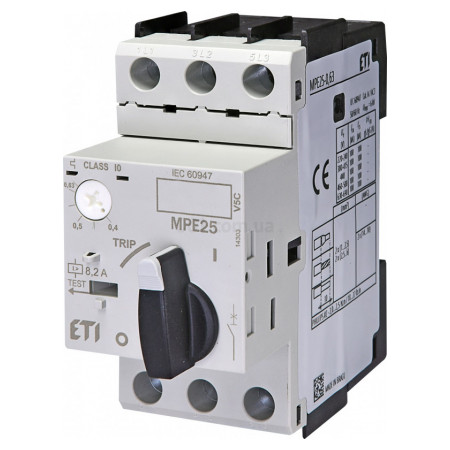 Автоматический выключатель защиты двигателя MPE25-0,63 (0,4-0,63А), ETI (4648004) фото