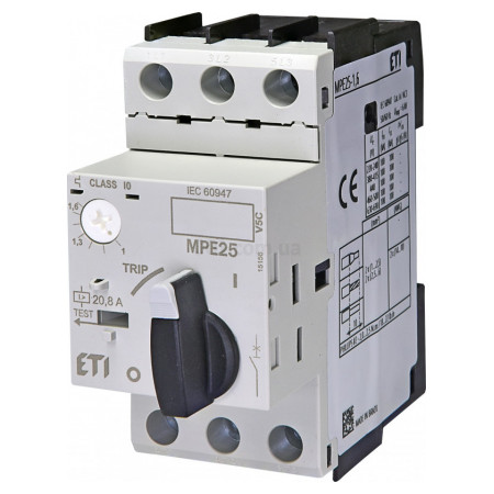 Автоматичний вимикач захисту двигуна MPE25-1,6 (1-1,6А), ETI (4648006) фото