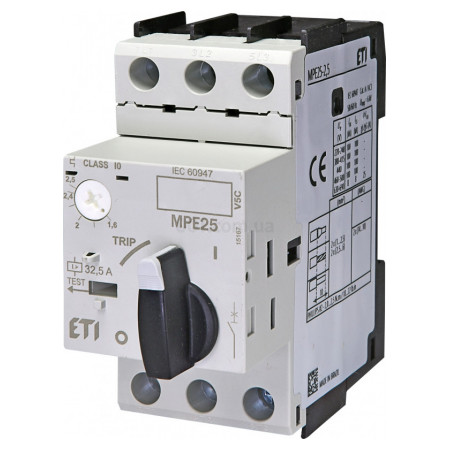 Автоматический выключатель защиты двигателя MPE25-2,5 (1,6-2,5А), ETI (4648007) фото
