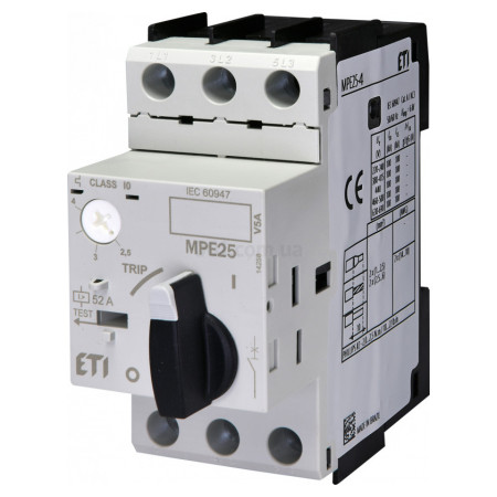 Автоматический выключатель защиты двигателя MPE25-4,0 (2,5-4А), ETI (4648008) фото