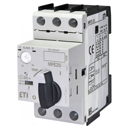 Автоматичний вимикач захисту двигуна MPE25-20 (16-20А), ETI (4648012) фото